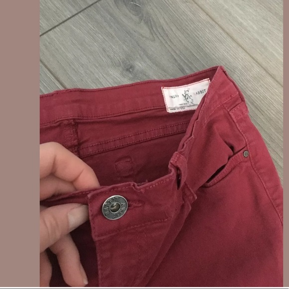 Modcloth Angry Rabbit Skinny Leg Jeans, Red, 30 - Picture 2 of 4